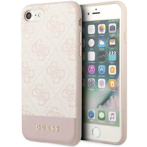 Guess nakładka do iPhone 7 / 8 / SE GUHCI8G4GLPI różowa HC PC/TPU 4G PU Bottom Stripe