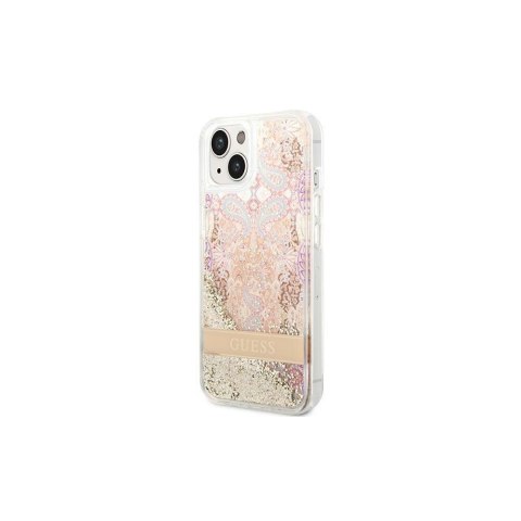 Guess nakładka do iPhone 14 Plus 6,7" GUHCP14MLFLSD złota hardcase Paisley Liquid Glitter