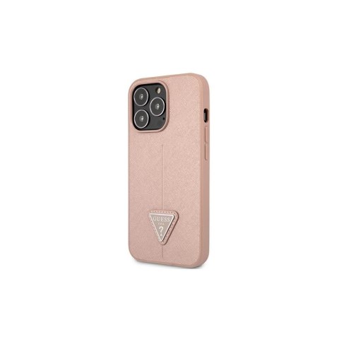 Guess nakładka do iPhone 13 Pro / 13 6,1" GUHCP13LPSATLP różowa hard case Saffiano Triangle Logo