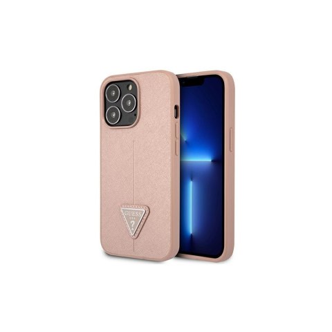 Guess nakładka do iPhone 13 Pro / 13 6,1" GUHCP13LPSATLP różowa hard case Saffiano Triangle Logo Guess nakładka do iPhone 13 Pro / 13 6,1" GUHCP13LPSATLP różowa hard case Saffiano Triangle Logo