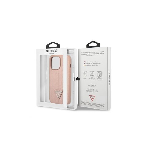 Guess nakładka do iPhone 13 Pro / 13 6,1" GUHCP13LPSATLP różowa hard case Saffiano Triangle Logo Guess nakładka do iPhone 13 Pro / 13 6,1" GUHCP13LPSATLP różowa hard case Saffiano Triangle Logo