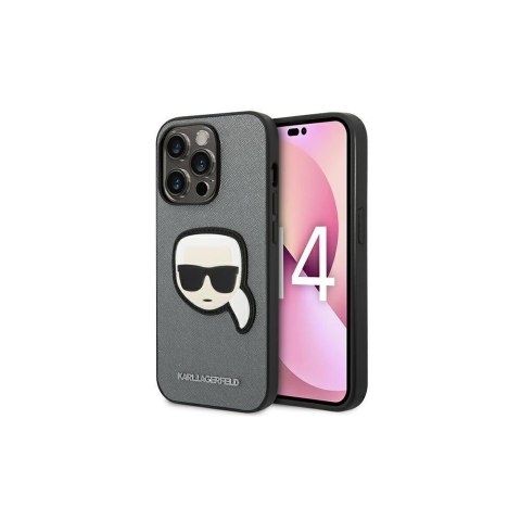 Karl Lagerfeld nakładka do iPhone 14 Pro 6,1" KLHCP14LSAPKHG srebrna PU Saffiano case with Karl Head Patch Karl Lagerfeld nakładka do iPhone 14 Pro 6,1" KLHCP14LSAPKHG srebrna PU Saffiano case with Karl Head Patch