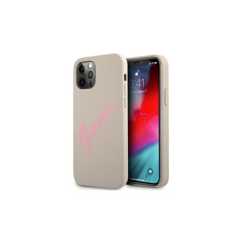 Guess nakładka do iPhone 12 / 12 Pro 6,1" GUHCP12MLSVSGP szaro różowy hard case Silicone Vintage Guess nakładka do iPhone 12 / 12 Pro 6,1" GUHCP12MLSVSGP szaro różowy hard case Silicone Vintage