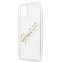 Guess nakładka do iPhone 12 Pro Max 6,7" GUHCP12LKTRSVGO przeźroczysta hard case Vintage Script Gold