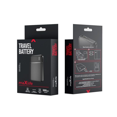 Maxlife power bank MXPB-01 5000 mAh czarny Maxlife power bank MXPB-01 5000 mAh czarny
