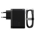 Baseus ładowarka sieciowa GaN5 Pro PD 100W 1x USB-C 1x USB czarna + kabel USB-C - USB-C