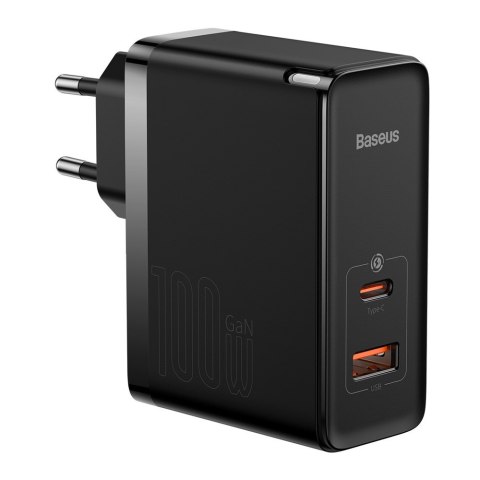 Baseus ładowarka sieciowa GaN5 Pro PD 100W 1x USB-C 1x USB czarna + kabel USB-C - USB-C Baseus ładowarka sieciowa GaN5 Pro PD 100W 1x USB-C 1x USB czarna + kabel USB-C - USB-C