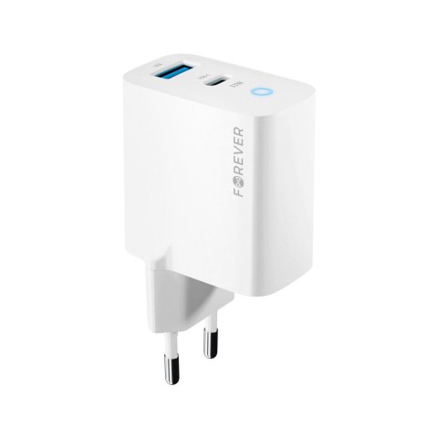 Forever ładowarka sieciowa GaN PD QC TC-06-33AC 1x USB-C 1x USB 33W biała Forever ładowarka sieciowa GaN PD QC TC-06-33AC 1x USB-C 1x USB 33W biała