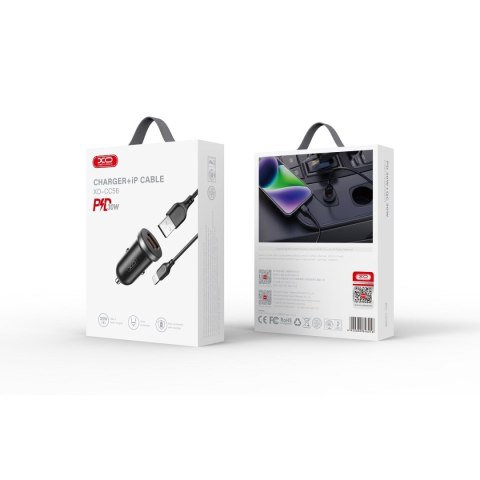 XO ładowarka samochodowa CC56 PD 30W QC 1x USB 1x USB-C czarna + kabel USB - Lightning XO ładowarka samochodowa CC56 PD 30W QC 1x USB 1x USB-C czarna + kabel USB - Lightning