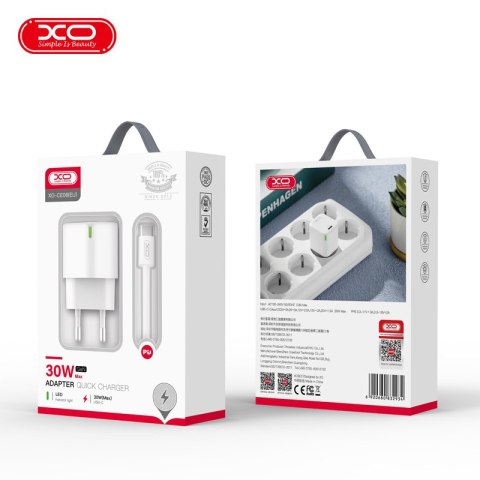 XO ładowarka sieciowa CE06 PD 30W 1x USB-C biała + kabel USB-C - USB-C XO ładowarka sieciowa CE06 PD 30W 1x USB-C biała + kabel USB-C - USB-C