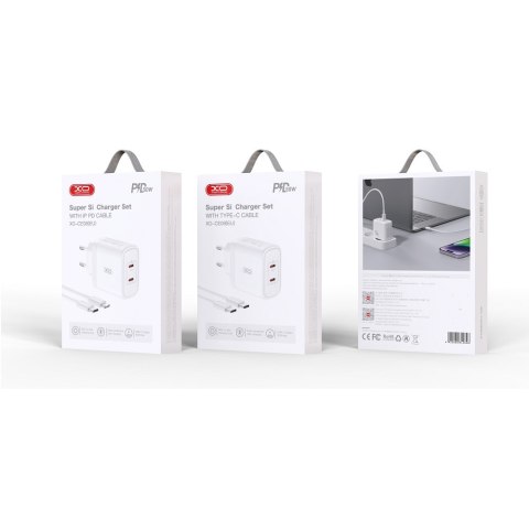 XO ładowarka sieciowa CE08 PD 50W 2x USB-C biała + kabel USB-C - USB-C XO ładowarka sieciowa CE08 PD 50W 2x USB-C biała + kabel USB-C - USB-C