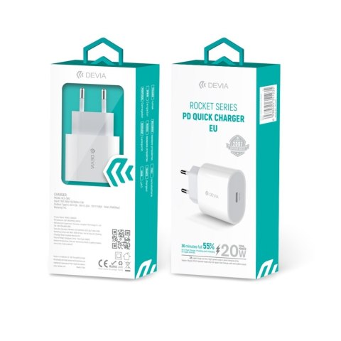 Devia ładowarka sieciowa Rocket PD 20W 1x USB-C biała Devia ładowarka sieciowa Rocket PD 20W 1x USB-C biała