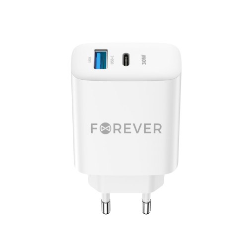 Forever ładowarka sieciowa PD QC TC-07-30AC 1x USB-C 1x USB 30W biała Forever ładowarka sieciowa PD QC TC-07-30AC 1x USB-C 1x USB 30W biała