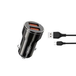 XO ładowarka samochodowa CC48 2x USB 2,4A czarna + kabel microUSB