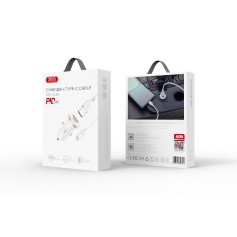 XO ładowarka samochodowa CC56 PD 30W QC 1x USB 1x USB-C biała + kabel USB - USB-C XO ładowarka samochodowa CC56 PD 30W QC 1x USB 1x USB-C biała + kabel USB - USB-C