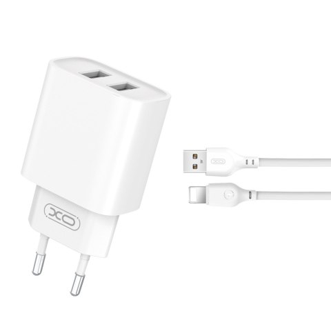 XO ładowarka sieciowa CE02C 2x USB 2,1A biała + kabel Lightning