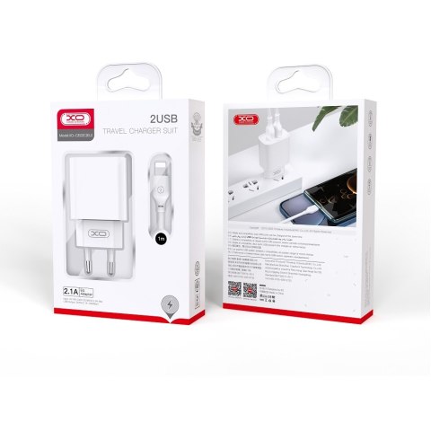XO ładowarka sieciowa CE02C 2x USB 2,1A biała + kabel Lightning XO ładowarka sieciowa CE02C 2x USB 2,1A biała + kabel Lightning