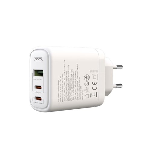XO ładowarka sieciowa CE04 PD 65W 2x USB-C 1x USB biała XO ładowarka sieciowa CE04 PD 65W 2x USB-C 1x USB biała