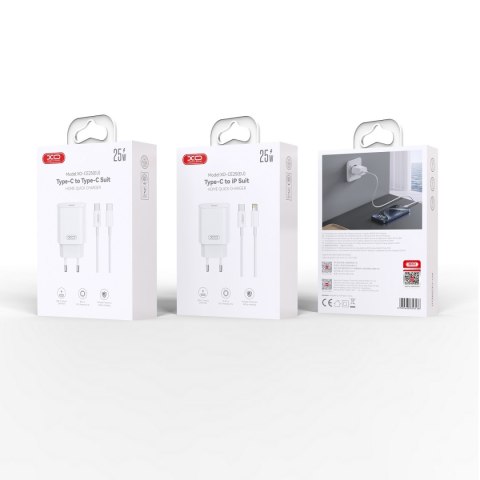 XO ładowarka sieciowa CE25 PD 25W 1x USB-C biała + kabel USB-C - Lightning XO ładowarka sieciowa CE25 PD 25W 1x USB-C biała + kabel USB-C - Lightning