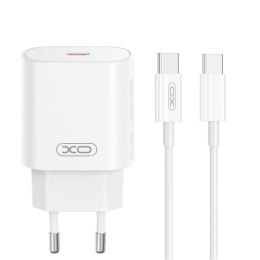 XO ładowarka sieciowa CE25 PD 25W 1x USB-C biała + kabel USB-C - USB-C