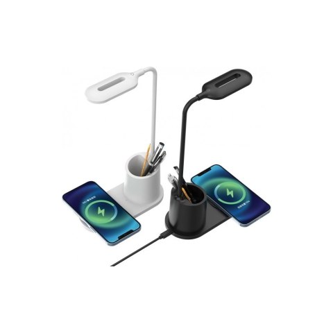 Rebeltec Lampka na biurko z ładowarką indukcyjna QI W600 10W High Speed czarna Rebeltec Lampka na biurko z ładowarką indukcyjna QI W600 10W High Speed czarna