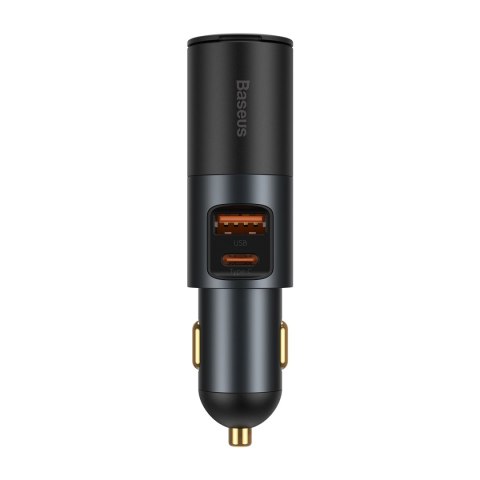 Baseus ładowarka samochodowa Share Together PD 120W 1x USB 1x USB-C szara z gniazdem zapalniczki