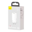 Baseus ładowarka sieciowa GaN2 Lite PD 65W 1x USB-C 1x USB biała