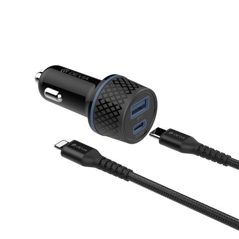 Devia ładowarka samochodowa Extreme PD QC 1x USB-C 1x USB 52,5W czarna + kabel USB-C - Lightning Devia ładowarka samochodowa Extreme PD QC 1x USB-C 1x USB 52,5W czarna + kabel USB-C - Lightning