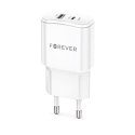 Forever ładowarka sieciowa PD QC TC-01-20AC 1x USB-C 1x USB 20W biała