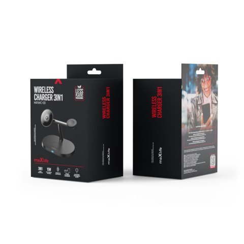 Maxlife ładowarka bezprzewodowa 3w1 MXWC-03 15W czarna Maxlife ładowarka bezprzewodowa 3w1 MXWC-03 15W czarna