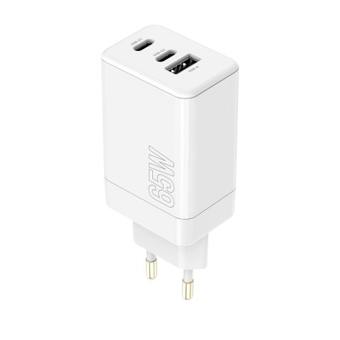 Maxlife ładowarka sieciowa PD QC MXTC-08-65ACC 2x USB-C 1x USB 65W biała