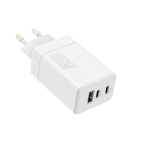 Maxlife ładowarka sieciowa PD QC MXTC-08-65ACC 2x USB-C 1x USB 65W biała Maxlife ładowarka sieciowa PD QC MXTC-08-65ACC 2x USB-C 1x USB 65W biała