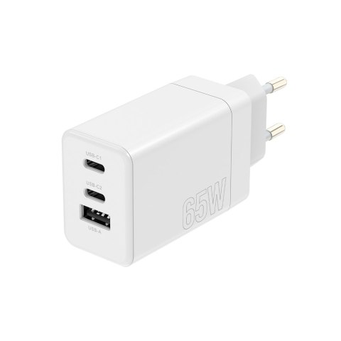 Maxlife ładowarka sieciowa PD QC MXTC-08-65ACC 2x USB-C 1x USB 65W biała Maxlife ładowarka sieciowa PD QC MXTC-08-65ACC 2x USB-C 1x USB 65W biała
