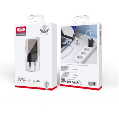 XO Clear ładowarka sieciowa CE05 PD 30W QC 3.0 18W 1x USB 1x USB-C dymiona XO Clear ładowarka sieciowa CE05 PD 30W QC 3.0 18W 1x USB 1x USB-C dymiona