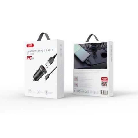 XO ładowarka samochodowa CC56 PD 30W QC 1x USB 1x USB-C czarna + kabel USB - USB-C XO ładowarka samochodowa CC56 PD 30W QC 1x USB 1x USB-C czarna + kabel USB - USB-C