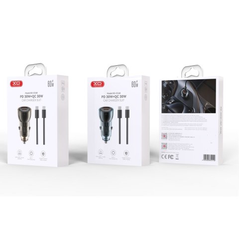 XO ładowarka samochodowa CC60 60W 1x USB 1x USB-C niebieska + kabel USB-C - USB-C XO ładowarka samochodowa CC60 60W 1x USB 1x USB-C niebieska + kabel USB-C - USB-C