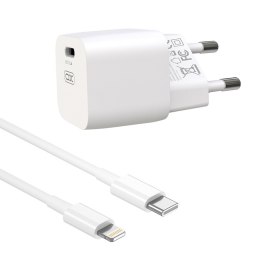 XO ładowarka sieciowa CE01B PD 20W 1x USB-C biała + kabel USB-C - Lightning