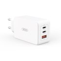 XO ładowarka sieciowa CE13 PD QC 3.0 65W 1x USB 2x USB-C biała + kabel USB-C - USB-C