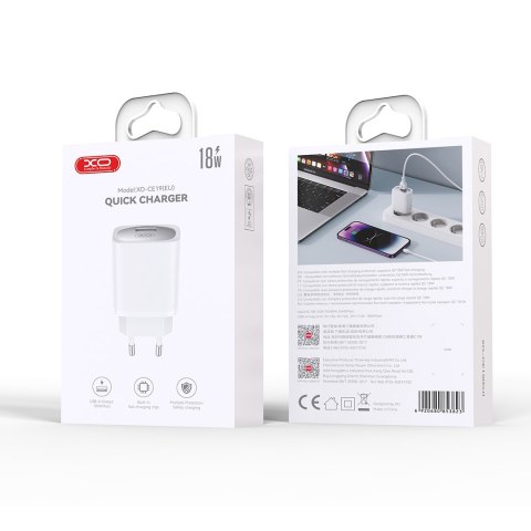 XO ładowarka sieciowa CE19 QC 18W 1x USB biała XO ładowarka sieciowa CE19 QC 18W 1x USB biała