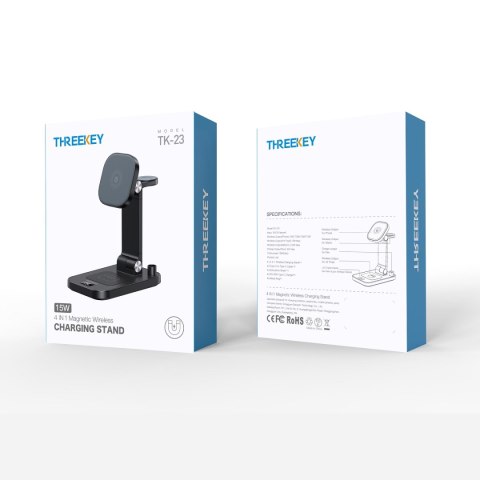 THREEKEY ładowarka indukcyjna TK-23 4w1 15W czarna THREEKEY ładowarka indukcyjna TK-23 4w1 15W czarna