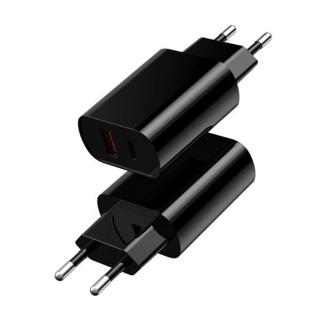 WIWU ładowarka sieciowa Wi-U002 PD + QC 20W 1x USB 1x USB-C czarna WIWU ładowarka sieciowa Wi-U002 PD + QC 20W 1x USB 1x USB-C czarna