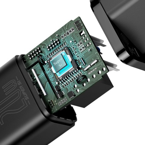 Baseus ładowarka sieciowa Super Si PD 20W 1x USB-C czarna Baseus ładowarka sieciowa Super Si PD 20W 1x USB-C czarna