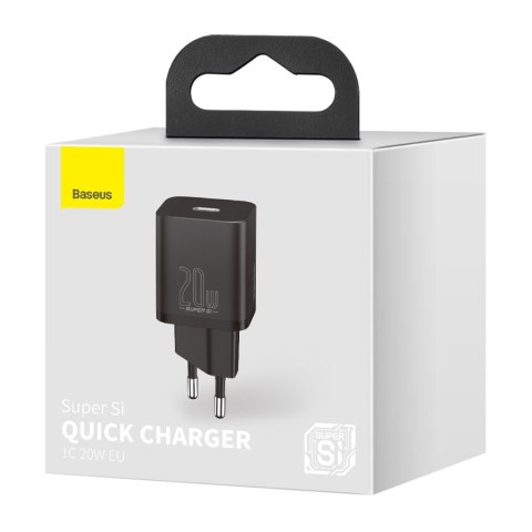 Baseus ładowarka sieciowa Super Si PD 20W 1x USB-C czarna Baseus ładowarka sieciowa Super Si PD 20W 1x USB-C czarna