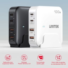 Unitek Ładowarka biurkowa GaN 100W 2xUSB-A 2xUSB-C