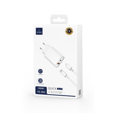 WIWU ładowarka sieciowa Wi-U002 PD + QC 20W 1x USB 1x USB-C czarna + kabel USB-C - Lightning WIWU ładowarka sieciowa Wi-U002 PD + QC 20W 1x USB 1x USB-C czarna + kabel USB-C - Lightning