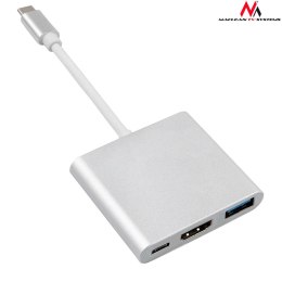 Kabel adapter Maclean MCTV-840 USB 3.1 Typ C (M) -> HDMI 1.4 (F) + USB 3.0 (F) + USB Typ C (F)