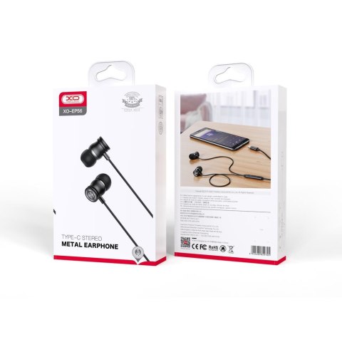 XO słuchawki przewodowe EP56 USB-C dokanałowe czarne XO słuchawki przewodowe EP56 USB-C dokanałowe czarne