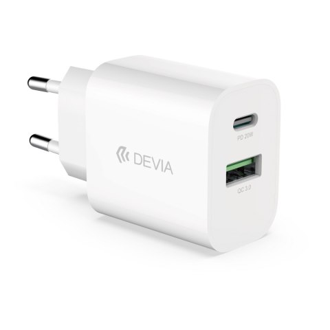 Devia ładowarka sieciowa Smart PD 1x USB-C 1x USB 20W biała