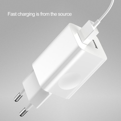 Baseus ładowarka sieciowa QC 3.0 1x USB 3A biała Baseus ładowarka sieciowa QC 3.0 1x USB 3A biała