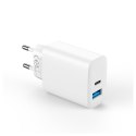 Forever ładowarka sieciowa PD QC TC-07 1x USB-C 1x USB 30W biała + kabel USB-C - USB-C 60W